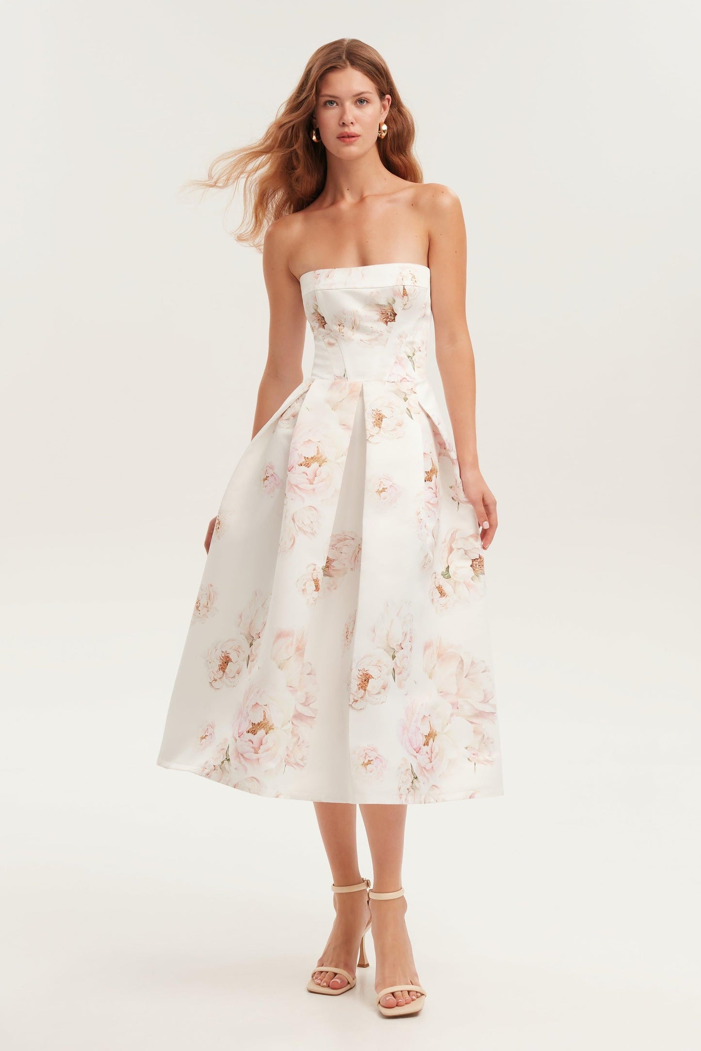 Off-shoulder Lace Up Midi Dress