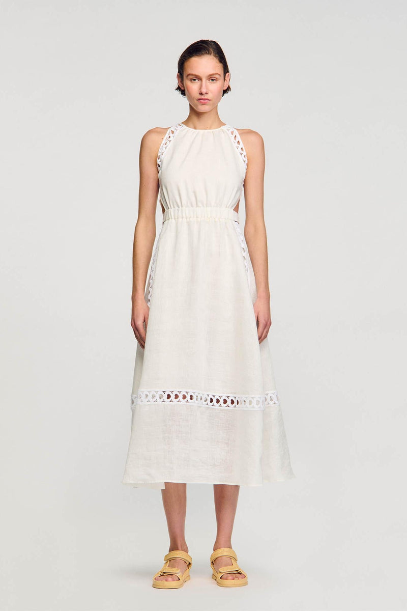 Heart Shape Lace Halter Neck Midi Dress