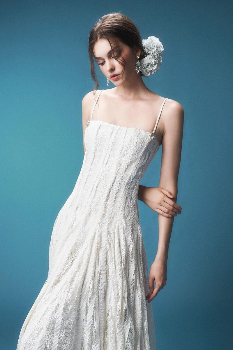 Lace Rhinestone Midi Dress