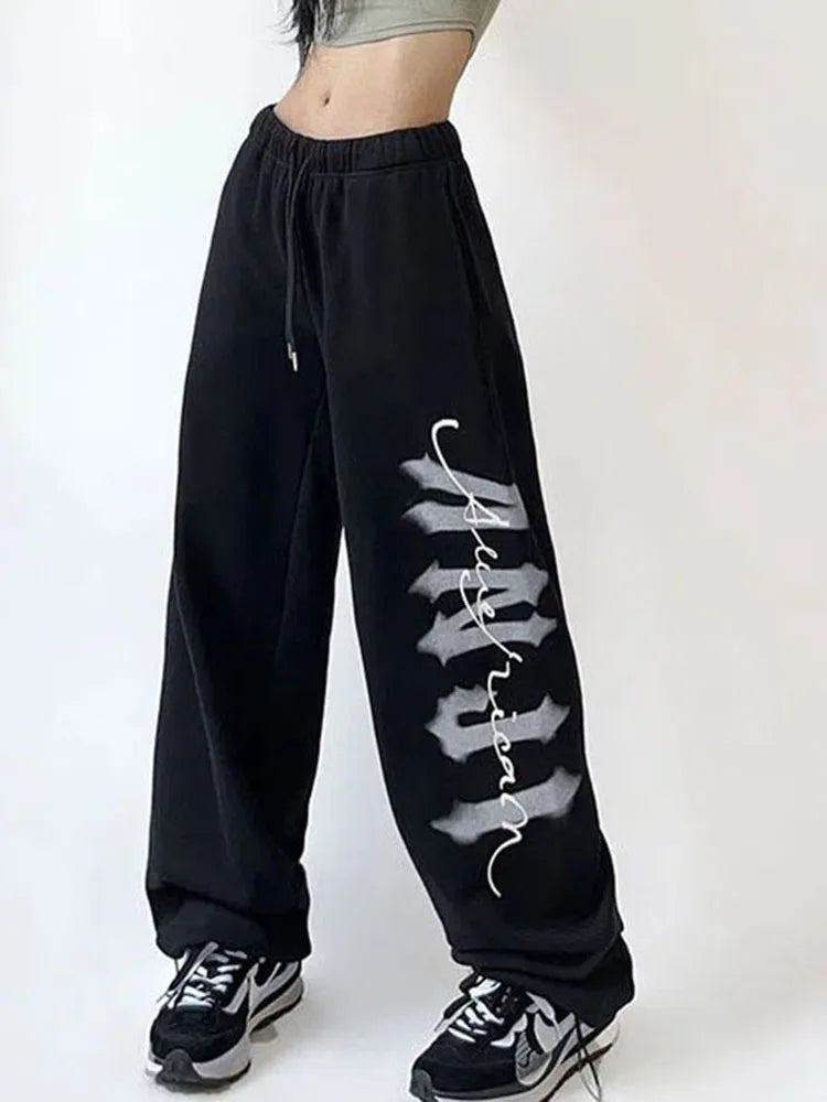 Hip Hop Joggers Y2k Letter Print Sweatpants