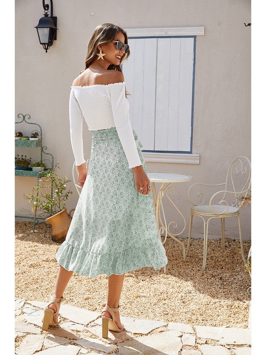 Wrap-tie Ruffle Skirt
