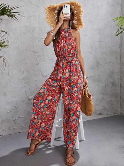 Print Halter Neck Jumpsuit