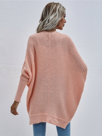| Batwing-sleeve Open Knit Cardigan - Peach
