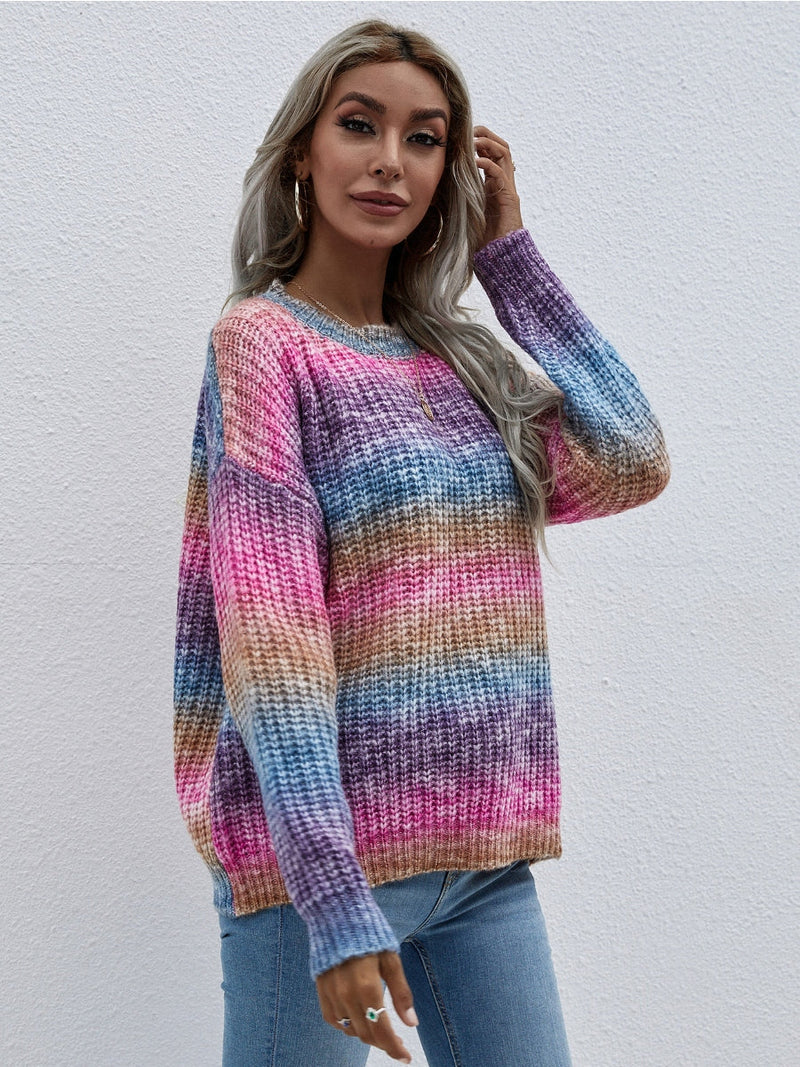 | Tie-dye Bat-sleeve Sweater - Pink