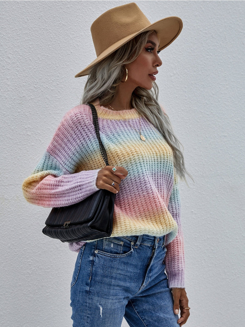 | Tie-dye Bat-sleeve Sweater - Lilac