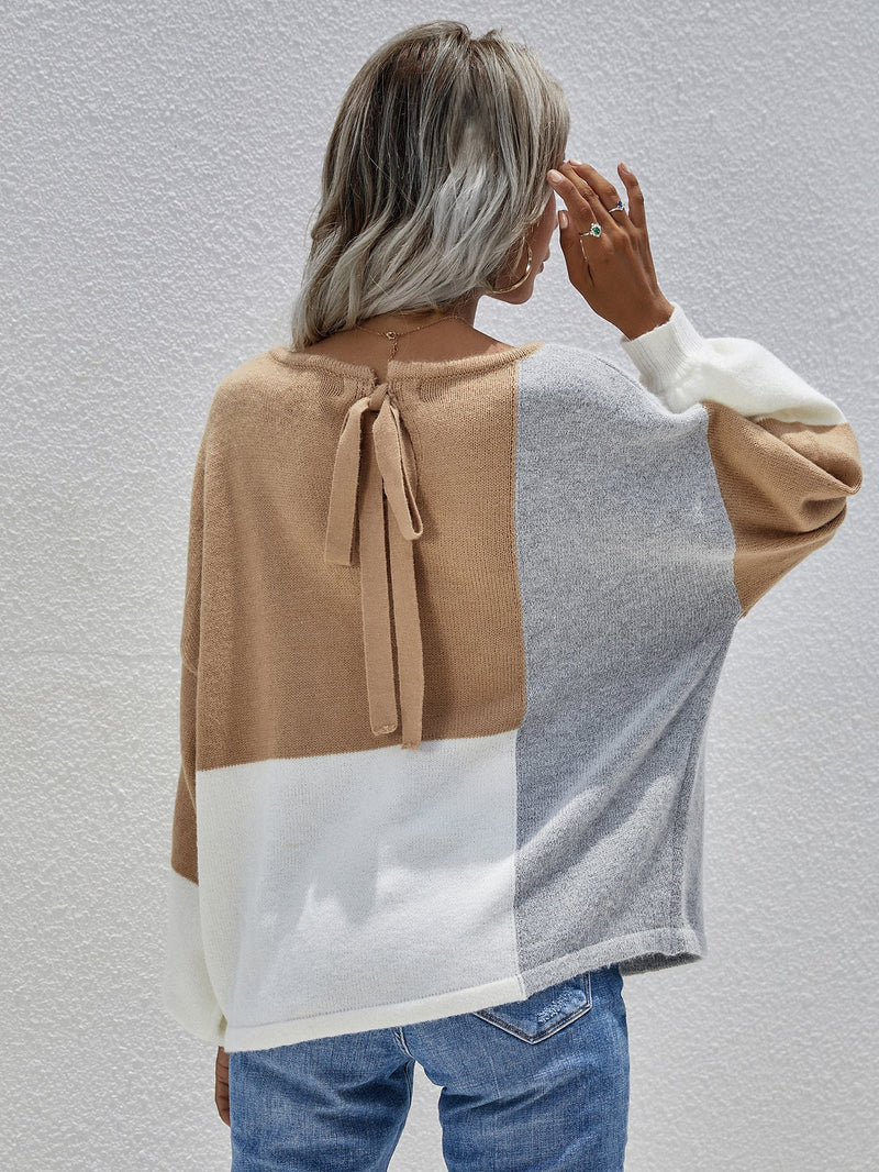 | Color Block Pattern Knit Sweater