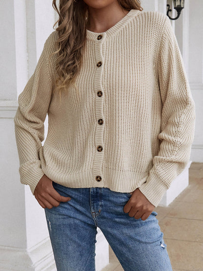 | Front and Back Wearable Knit Cardigan - Beige