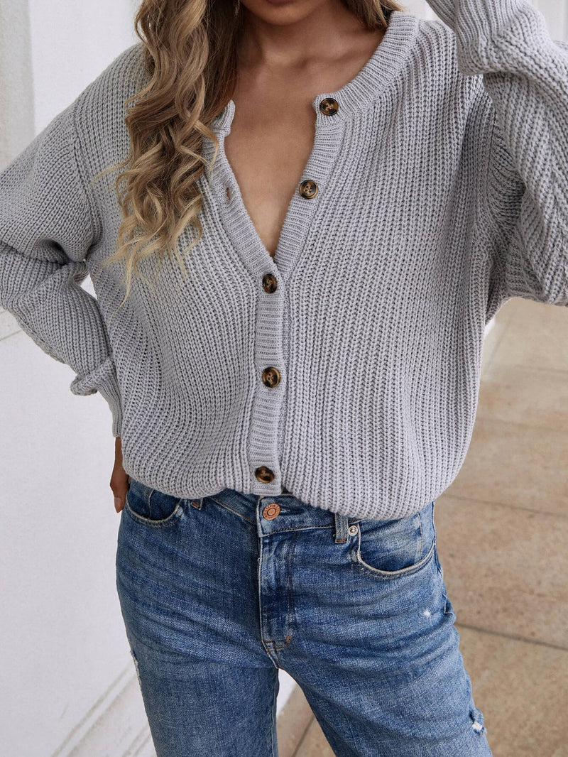 | Front and Back Wearable Knit Cardigan - Grey