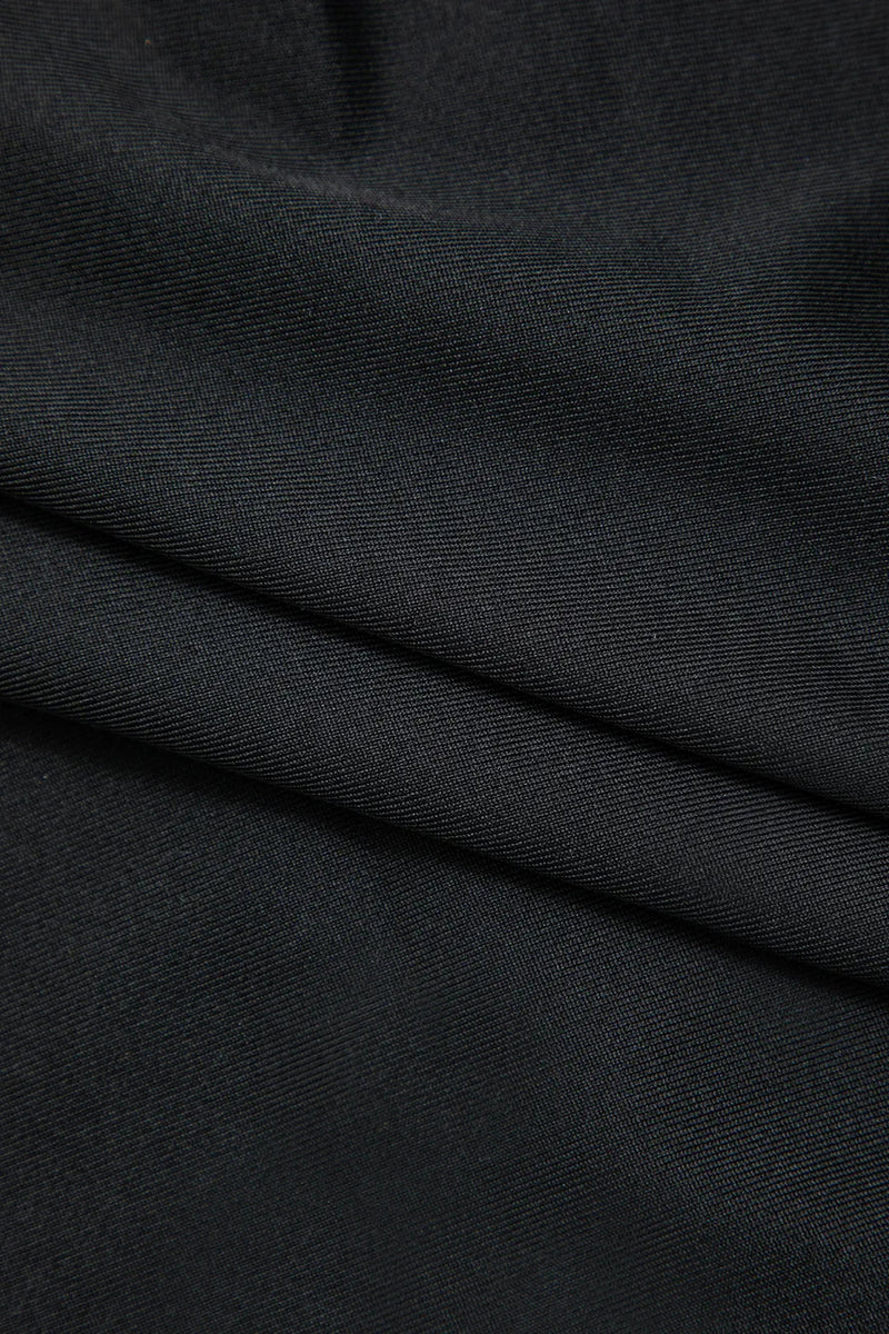 Jenna Black Slit Ruched Long Sleeve Round Neck Maxi Dress