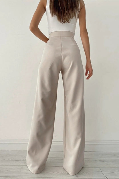 Juno Beige Palazzo Tied Wide Leg Pants
