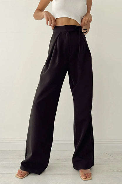 Juno Beige Palazzo Tied Wide Leg Pants