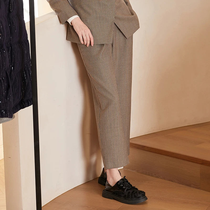 Brand Clothing Business Wool Houndstooth Formal Long Woolen Office Pants