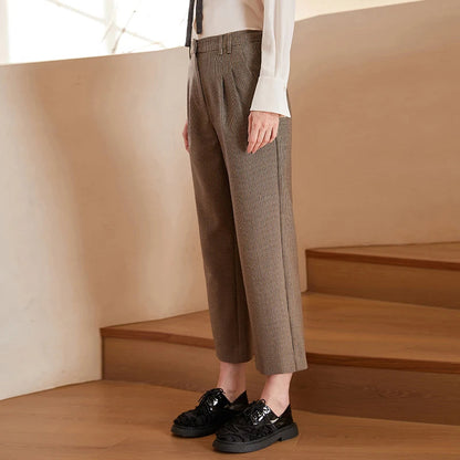 Brand Clothing Business Wool Houndstooth Formal Long Woolen Office Pants