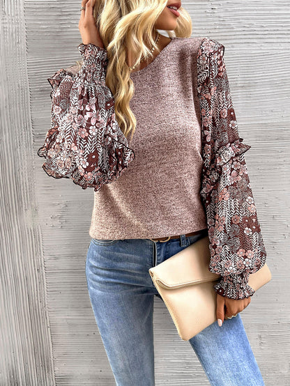 Hairos Contrast Blouse Sweater - Beige
