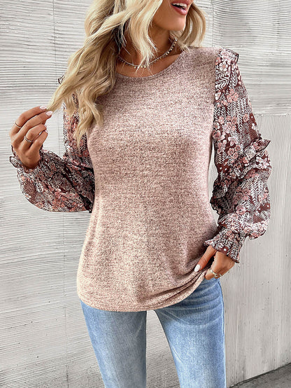 Hairos Contrast Blouse Sweater - Beige