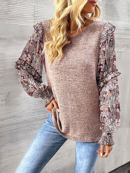 Hairos Contrast Blouse Sweater - Beige