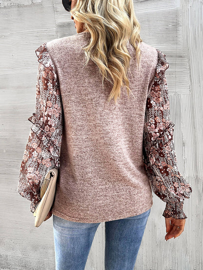 Hairos Contrast Blouse Sweater - Beige