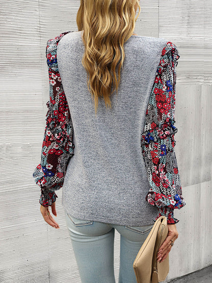Hairos Contrast Blouse Sweater - Grey