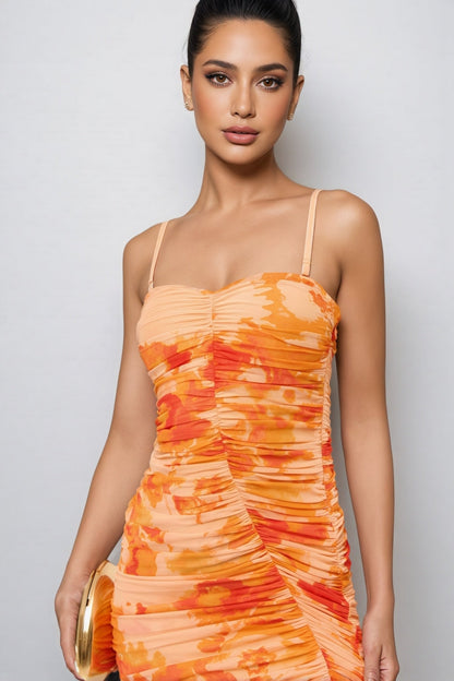 Aldridge Orange Halter Print Maxi Dress