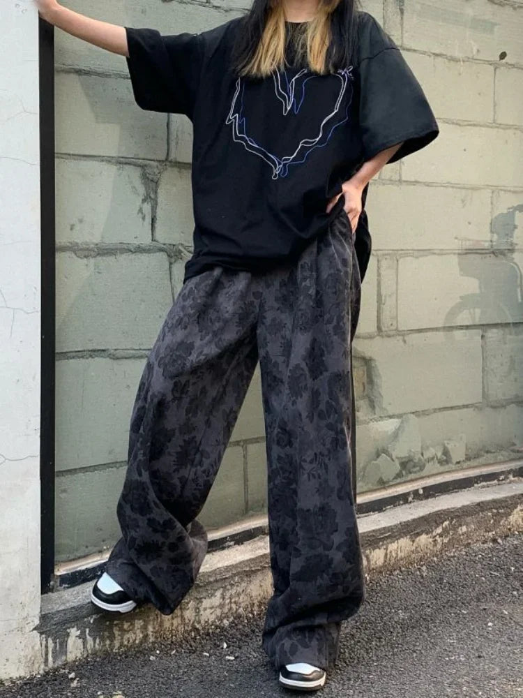 Corduroy Print High Waist Jogger Pant