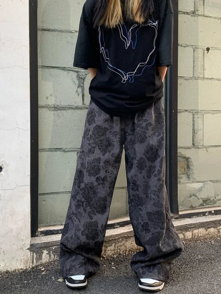 Corduroy Print High Waist Jogger Pant