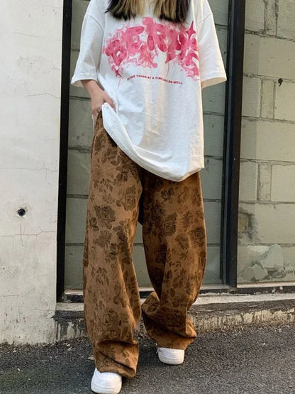 Corduroy Print High Waist Jogger Pant