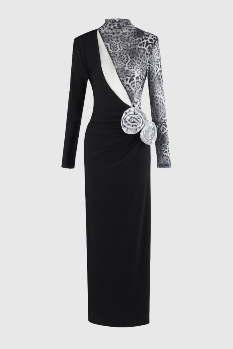 Kaily Leopard Cutout Split Maxi Dress