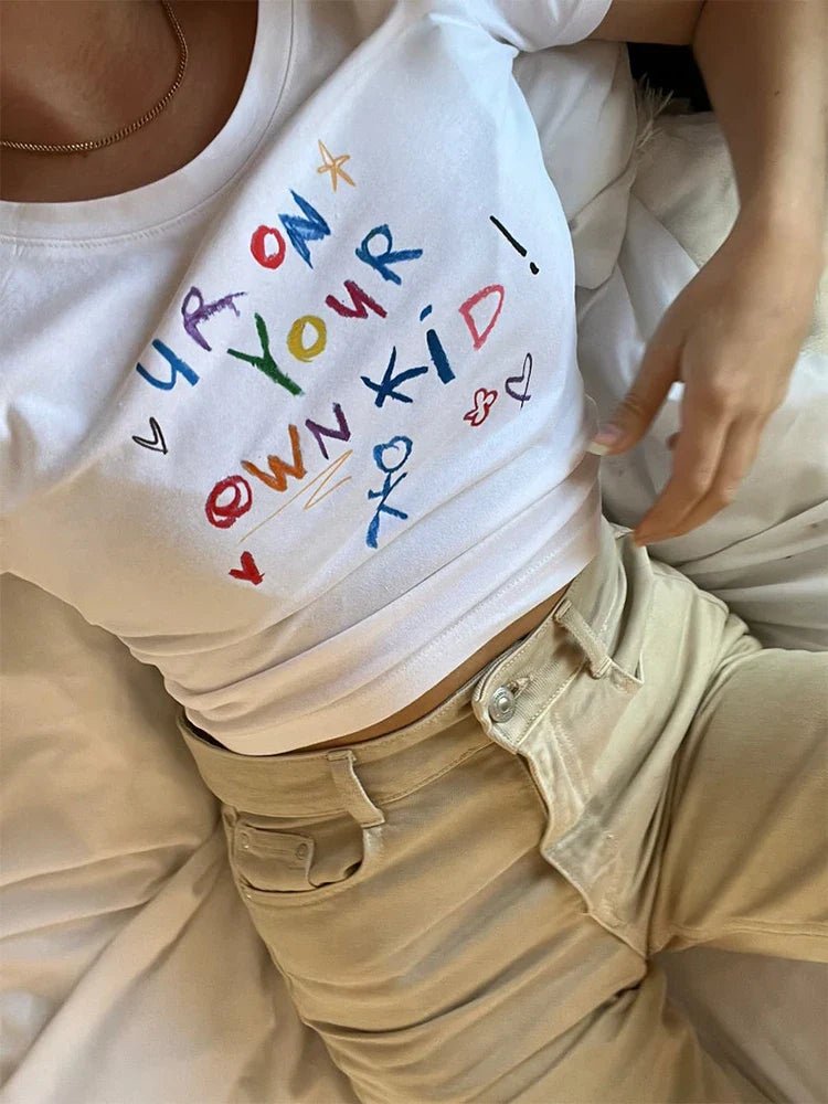 Letter Print Crop Top T-shirt