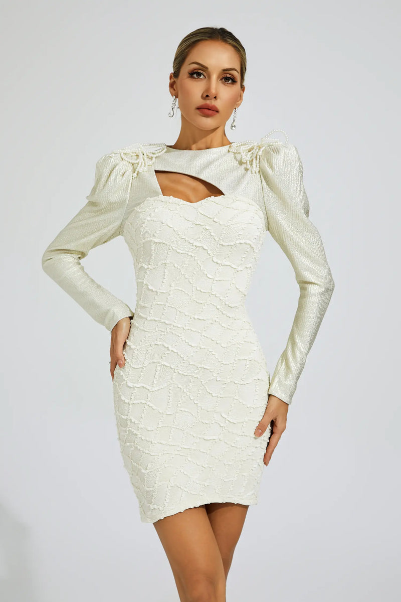 Kenneth White Lattice Patterned Mini Dress