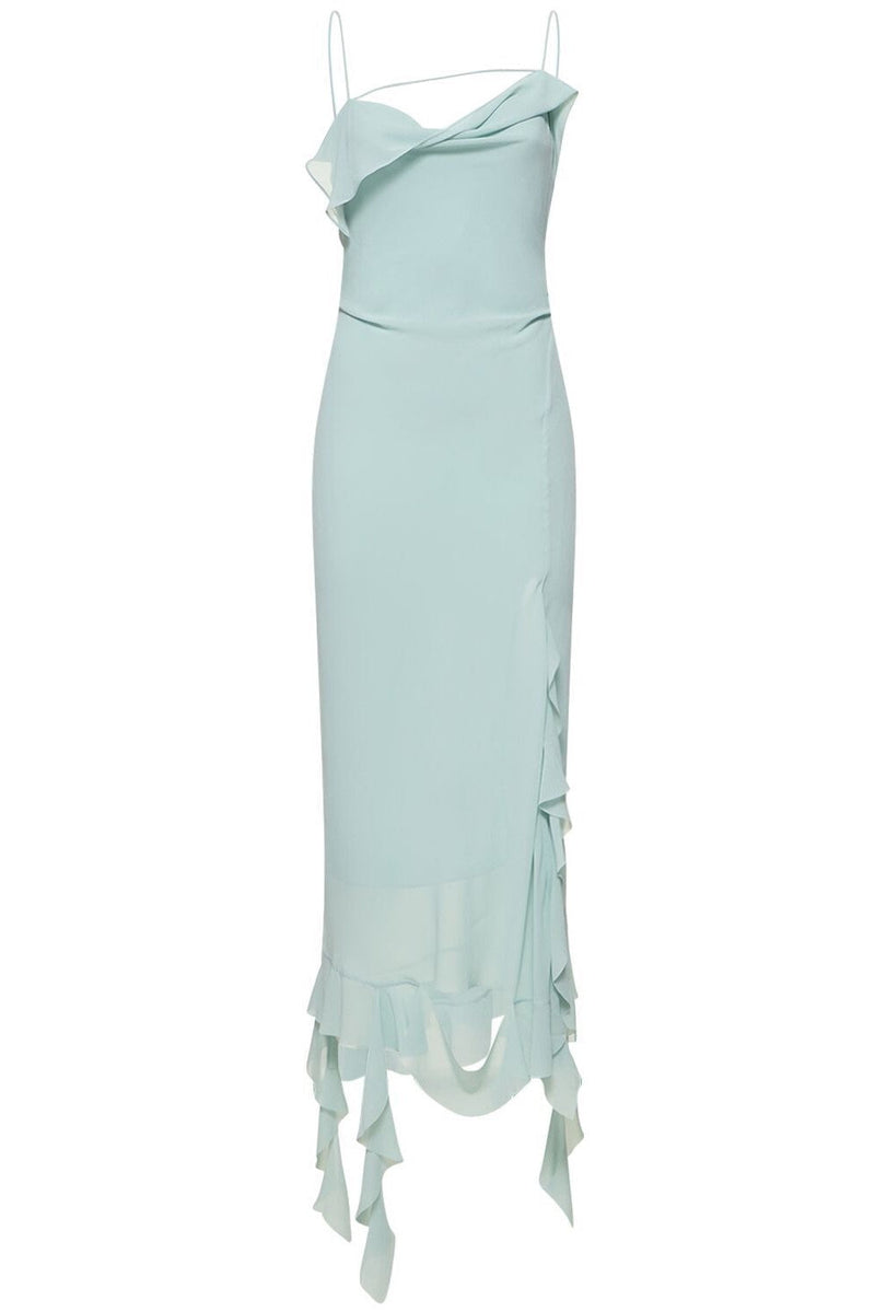 Kenzia Asymmetric Ruffle Midi Dress - Green