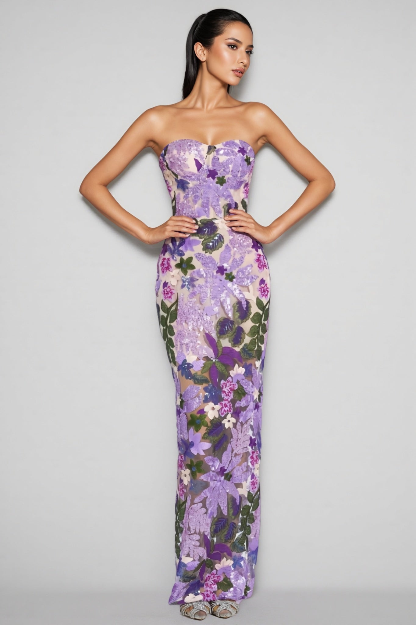 Rinia Sequin Maxi Dress-purple