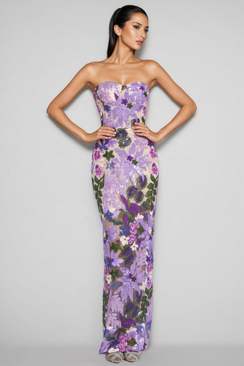 Rinia Sequin Maxi Dress-purple