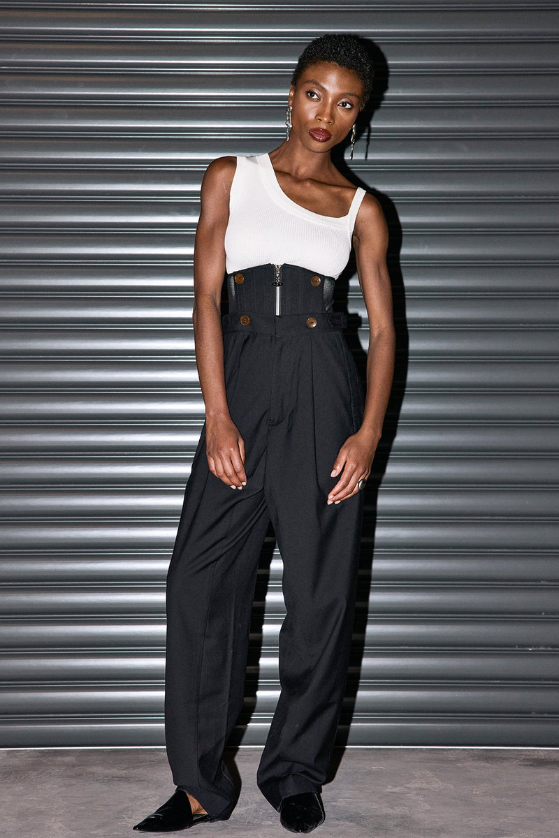 Kiara Fishbone Button Pants