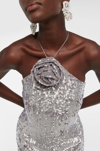 Kiara Sequin Backless Maxi Dress