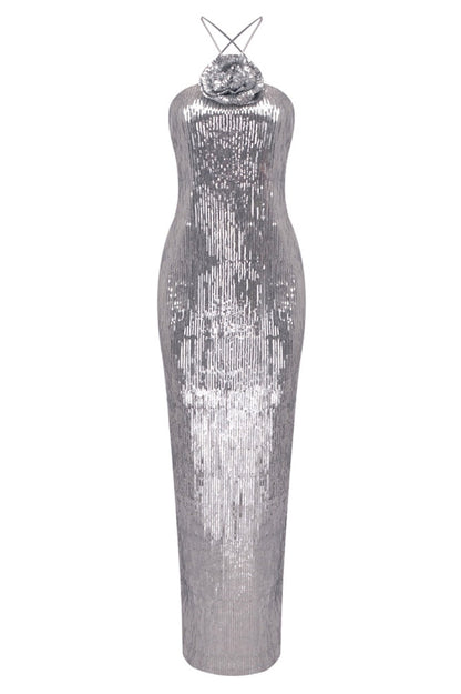 Kiara Sequin Backless Maxi Dress