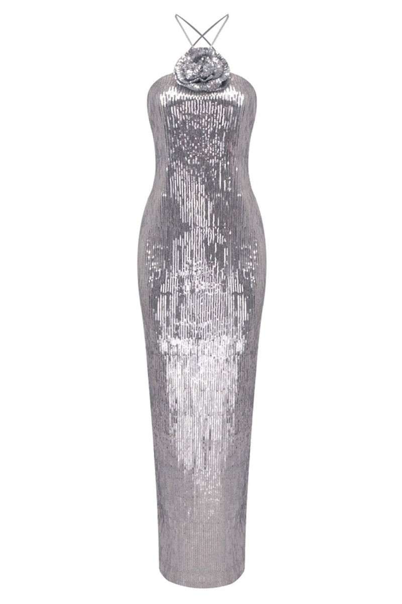 Kiara Sequin Backless Maxi Dress