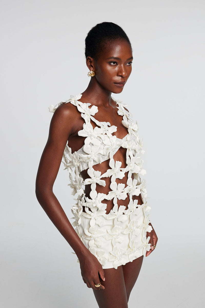 Kira Flower Cutout Sleeveless Mini Dress