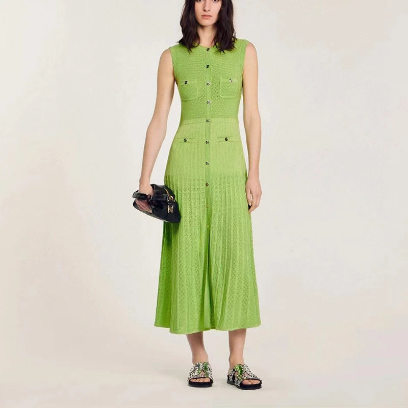 Sleeveless Knit Long Dress - Summer
