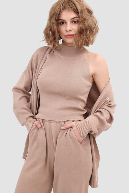 Knit Crop Tank Top & Pants & Robe