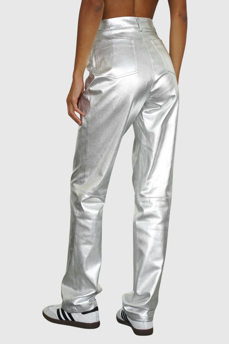 Kshiti Metallic Pants in Silver