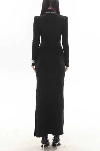 Kulic Buckle Embellished Knit Maxi Dress