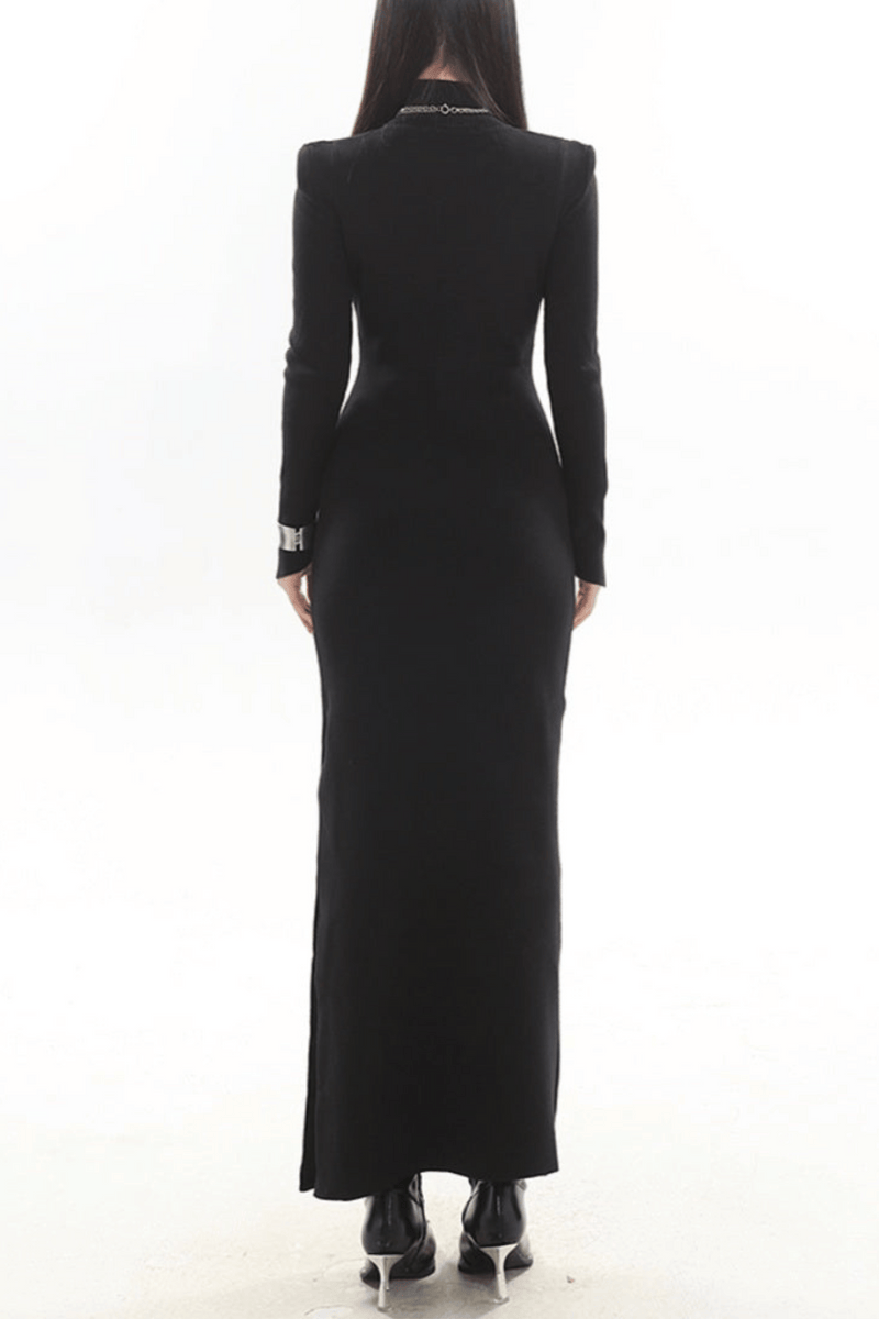 Kulic Buckle Embellished Knit Maxi Dress