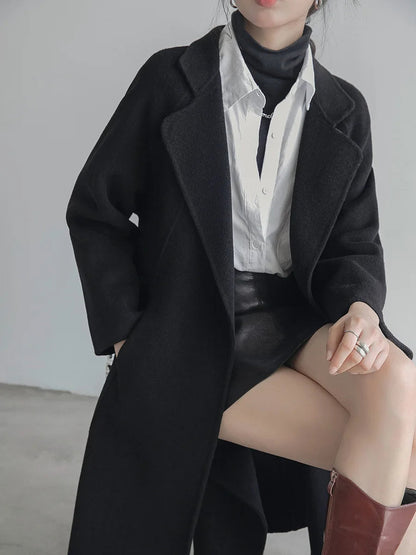 Double Sided Cashmere Medium Knee Loose Autumn Winter Coat