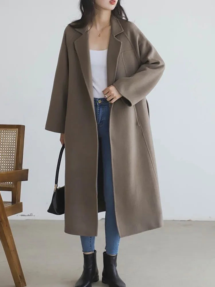 Double Sided Cashmere Medium Knee Loose Autumn Winter Coat