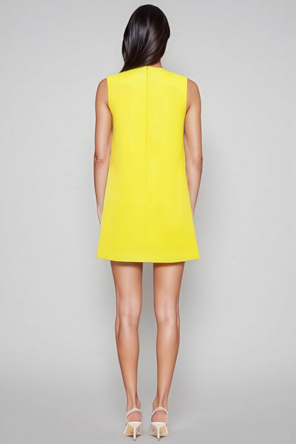 Garrisf Yellow 3d Mini Dress