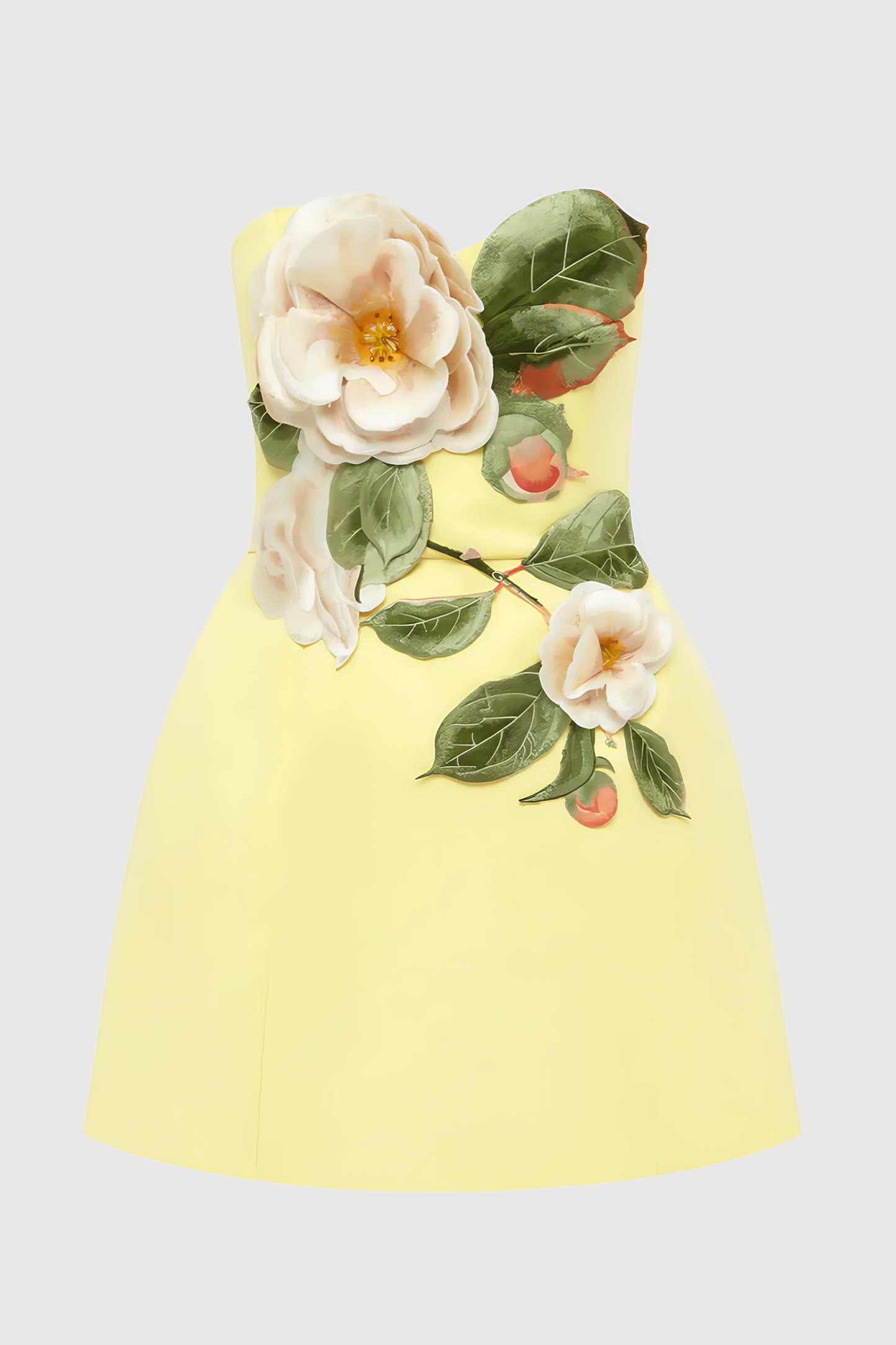 Rex Yellow Applique Bustier Mini Dress