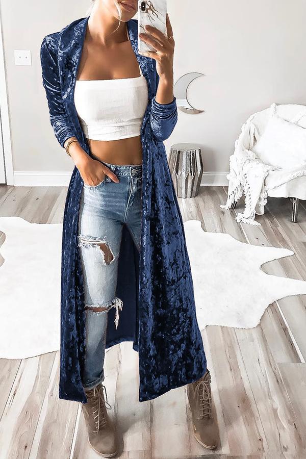 Color Velvet Long Coat