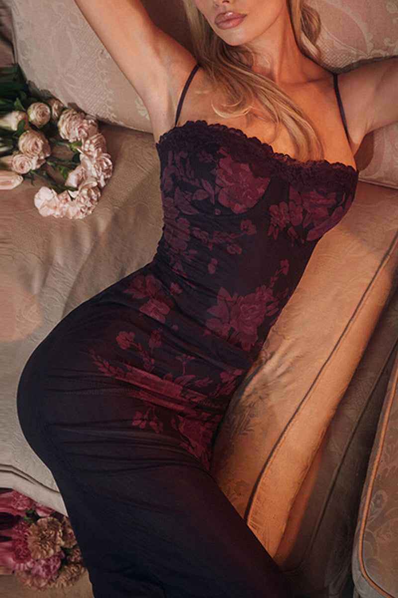 Lace Print Pack Hip Cami Dress