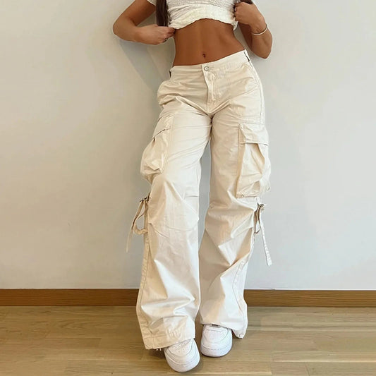 Loose Wide Leg Drawstring Baggy Cargo Sweatpants