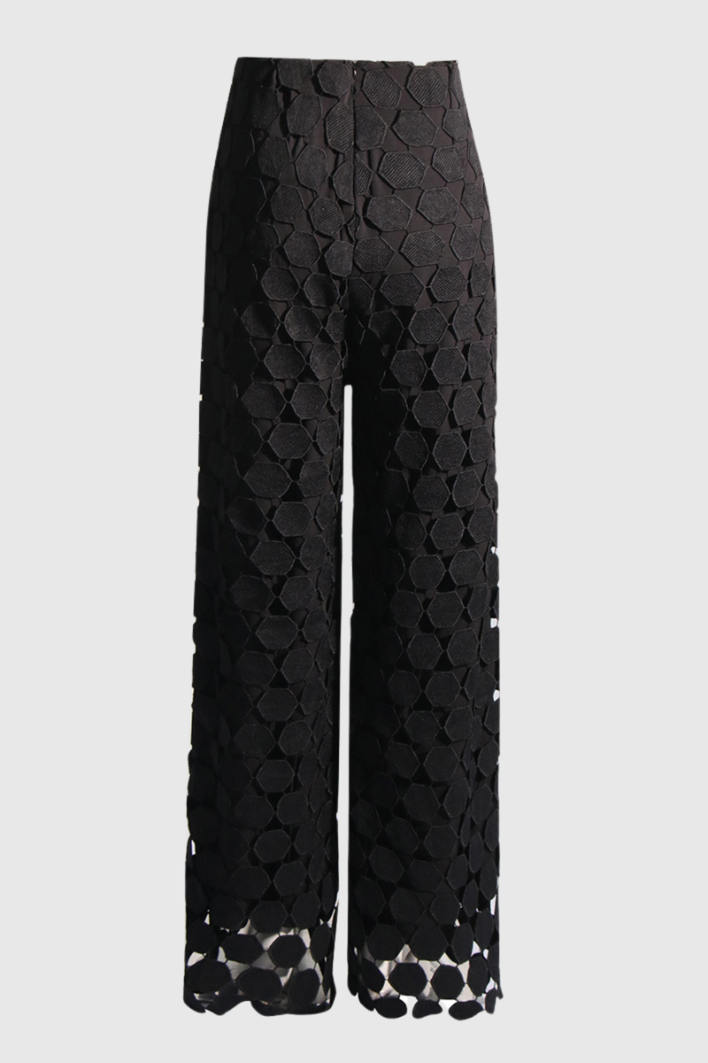 Ladza Circle Fringe Pants - Black